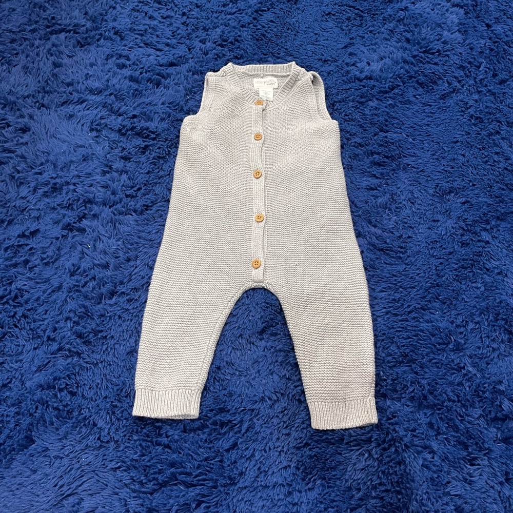 Baby Boys and Baby Girls Organic Cotton Sweater Knit Button Front Jumpsuit - Picture 2 of 4